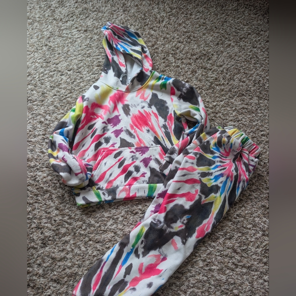 lola And The Boys Colorful Tie-Dye Hoodie and Joggers Set Size 8